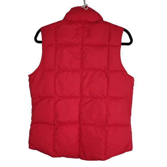Lands' End Down Puffer Vest S 6/8 Red Insulated Snap Front Winter Holiday Layer - Picture 4 of 8